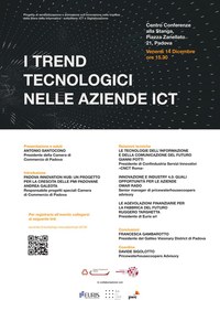 EVENTO RINVIATO (DATA DA DEFINIRE) - 14 12 2018 Workshop - I trend tecnologici nelle aziende ICT 