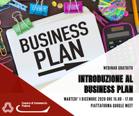 1 12 2020 Webinar online "Introduzione al business plan"