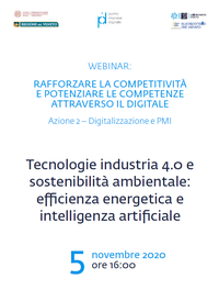 05 11 2020 Webinar gratuito "Tecnologie industria 4.0 e sostenibilità ambientale: efficienza energetica e intelligenza artificiale"
