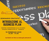 18 02 2020 Seminario Gratuito "Introduzione al business plan"