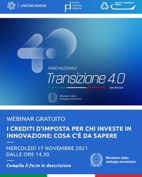 17 11 2021 Webinar - I crediti d'imposta per chi investe in innovazione: cosa c'è da sapere