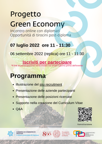 06 09 2022 Progetto Green Economy - Opportunità tirocini post-diploma