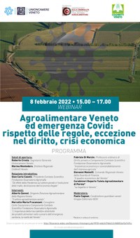 08 02 2022 Webinar gratuito "Agroalimentare Veneto ed emergenza Covid: rispetto delle regole, eccezione nel diritto, crisi economica"