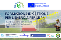 PROROGATI I TERMINI per l'iscrizioni al corso online per Energy Manager